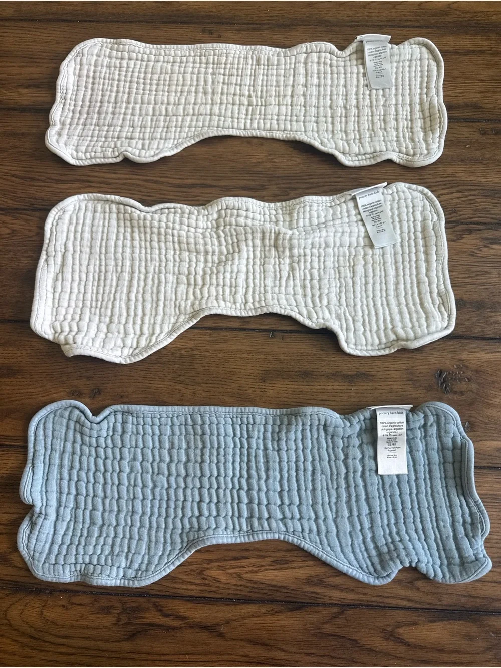 Set of 3 Pottery Barn Burp Cloths, in Whales & Waves